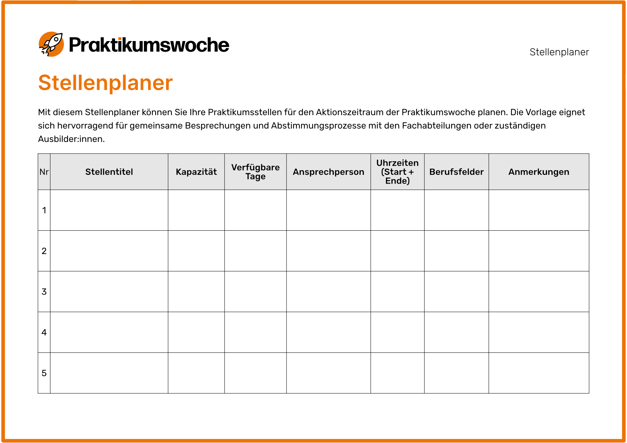 Vorschaubild auf Praktikumswoche Stellenplaner